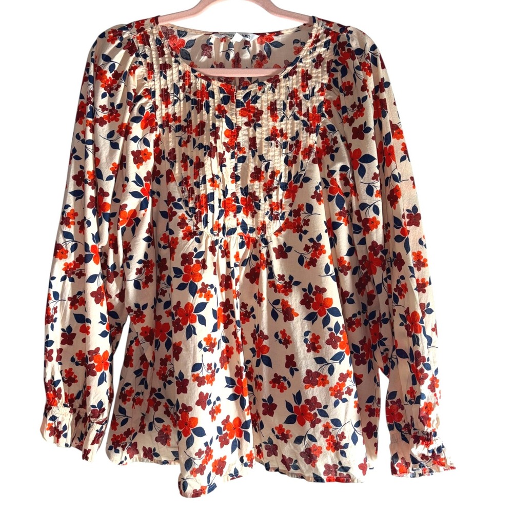 Elizabeth and James Boho Peasant Puff Sleeve Cotton Blouse Top XL